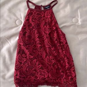 High neck lace top